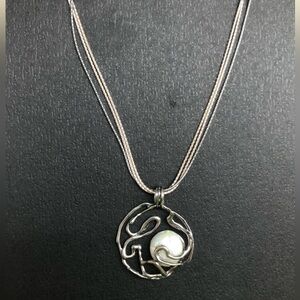 Artistic Silver and Pearl Necklace